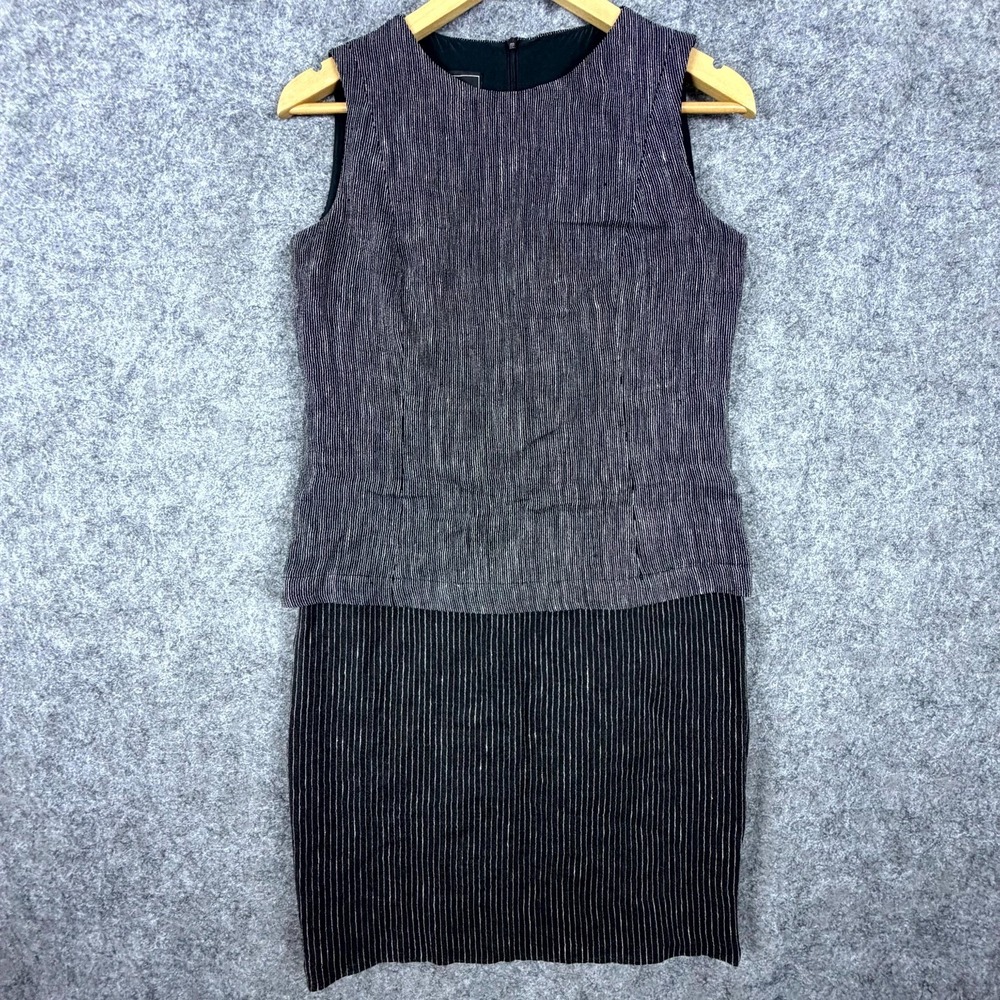 Atika Sheath Dress Women Gray Black Sleeveless Layered Office Chic Business‎